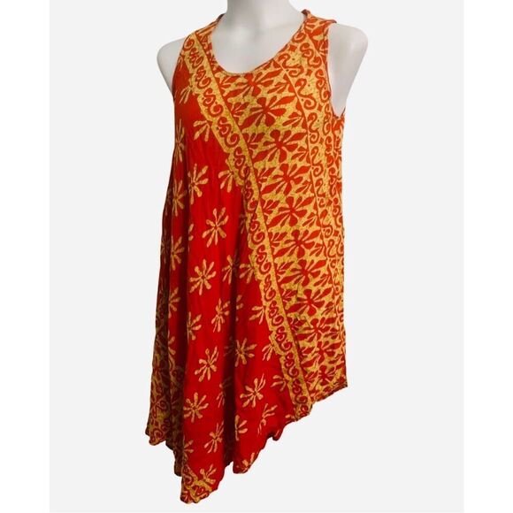 Jessica Taylor Hawaiian Floral Sleeveless Sun Dress Asymmetrical High Low Flowy - Picture 1 of 7